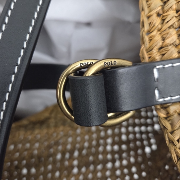 LIKE NEW POLO RALPH LAUREN LARGE RAFFIA TOTE BAG - Picture 5 of 10